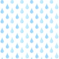 Seamless pattern of blue water drops on white. Rain design element